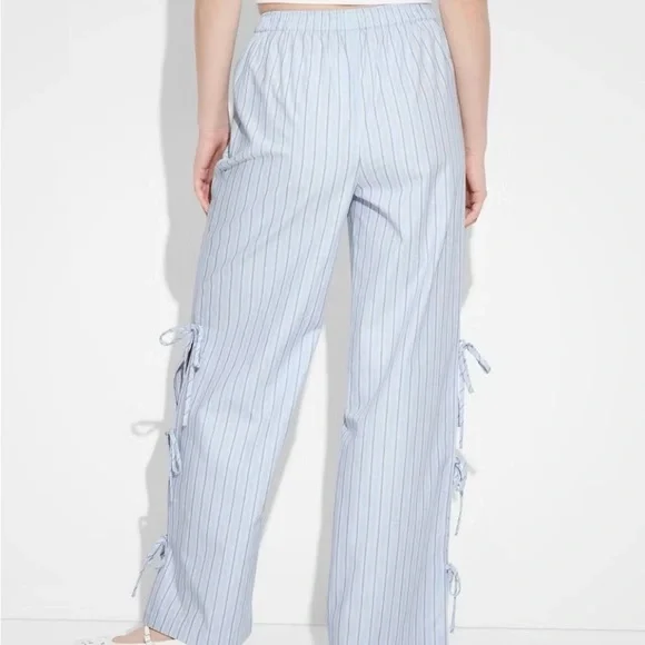 Wild Fable Light Blue Striped Pants with Side Ties Medium - Picture 2 of 6